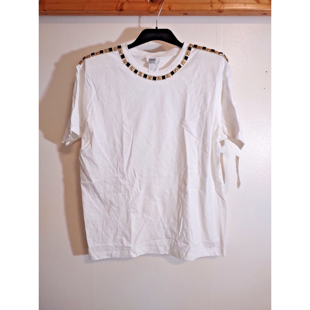 Diani Women's OS Vintage White Bling Shirt NWT Blind Fashion